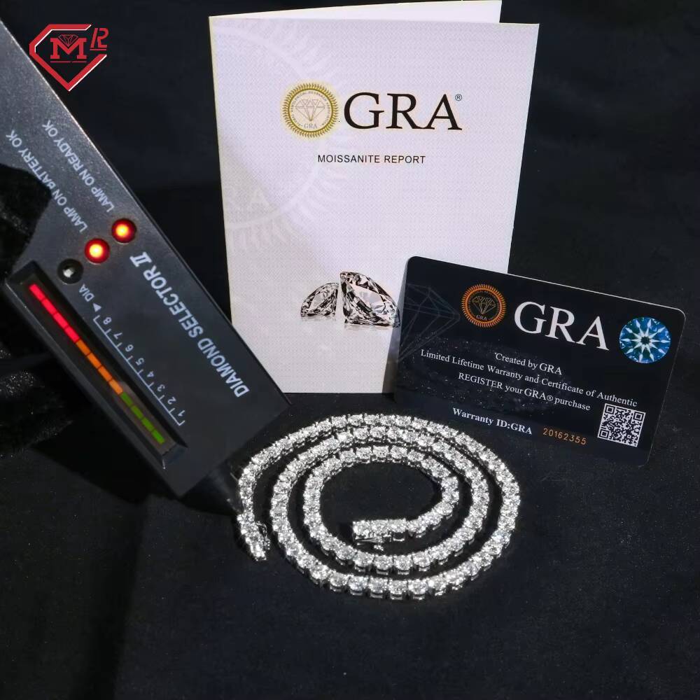 3 Days Shipment 3MM 4MM Moissanite Tennis Necklaces Jewelry 925 Silver Iced Out Moissanite Chain