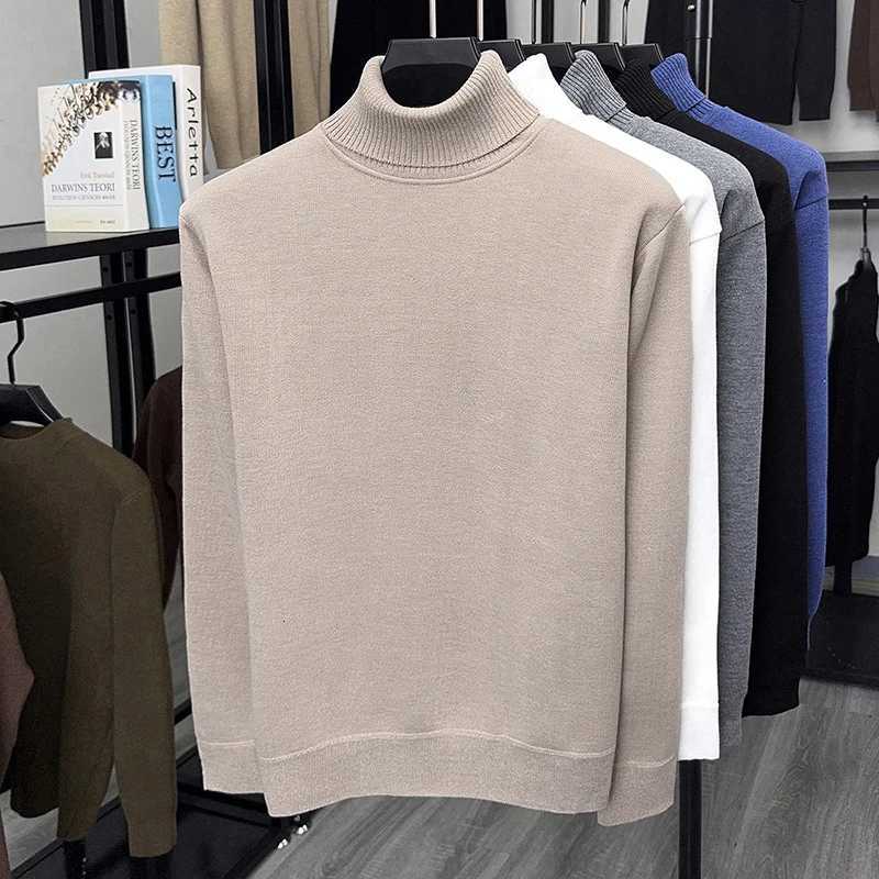 Mens Solid Color Wool Sweater with Winter High Neck and Thick Cashmere Sweater Mens Knitted Cashmere Base Sweater TopXJ251022