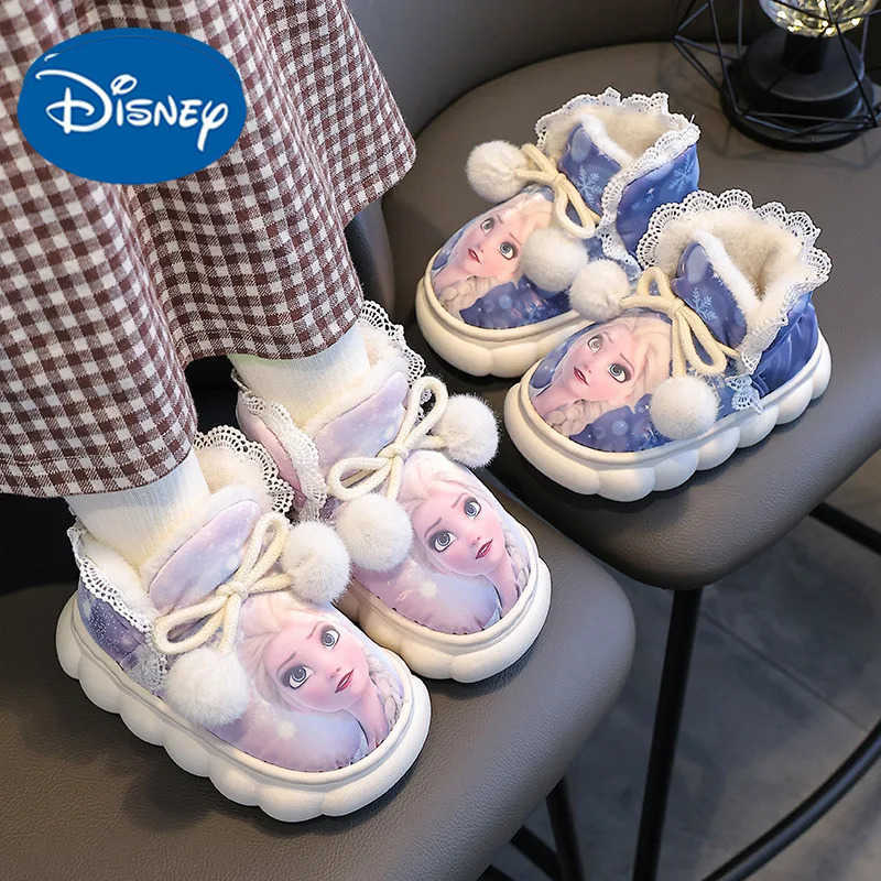 Disney Princess Elsa Winter Childrens Winter Cotton Slippers Girls Warm Frozen Velvet Frozen Fate Girls Cartoon Baby Shoes H251022