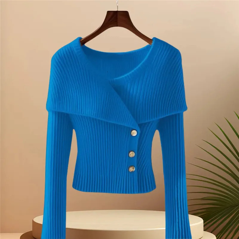 Autumn Winter Elegant Femme Solid Color Knitted Pullover Sweater Temperament Fashion Women Slim Jumper Sweaters Tops B759 251020