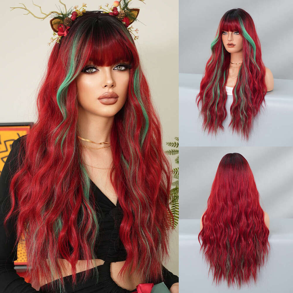 Women's Highlighted Blonde Long Curly Big Waves Skunk Stripe Fashion Synthetic Wig