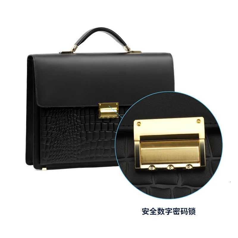 Genuine Messenger Leather Man Bags Business Commuter Briefcase Antitheft Password Lock Versatile Laptop Cowhide Mens Handbag W251022