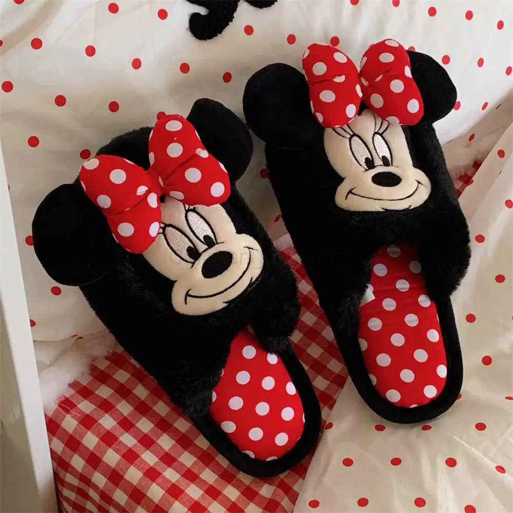 Disney 2025 Anime Mickey Minnie Cotton Couple Slippers Cartoon Men Women Winter Home Shoes Cute AntiSlip Indoor Warm Shoes H251022