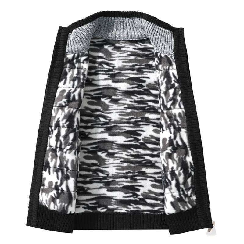 Winter Warm Padded Jackets Fashion Fleece Lined Knitwear Sweaters Cardigan Coats Men Windbreaker Knit Jacket