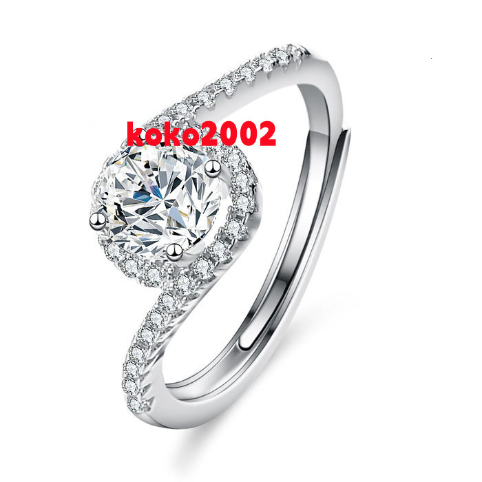 OAHLAN High Quality 925 Sterling Silver Adjustable Womens Engagement Wedding Ring with 10ct Moissanite Prong Setting