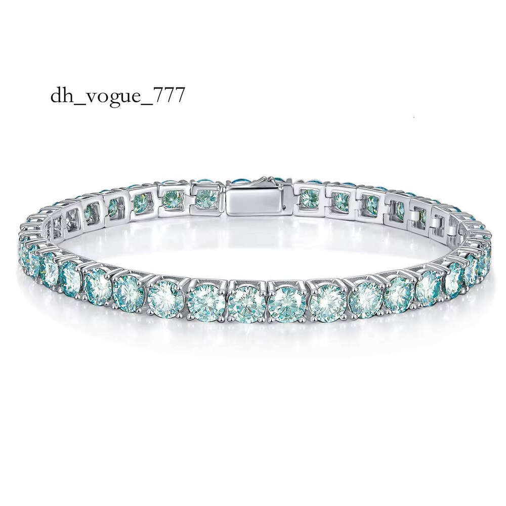 Classic Blue 4mm Sier Tennis Chain Moissanite Bracelet for Women Elegant Jewelry Bangle