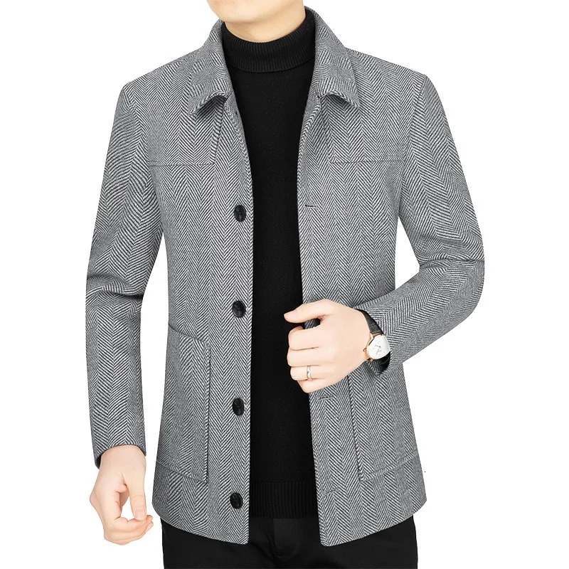 High Quality Fashion Wool Blends Coats Men Solid Smart Casal Jacket Mens Turn Down Collar Autumn Winter Blazers Coats Man 251020
