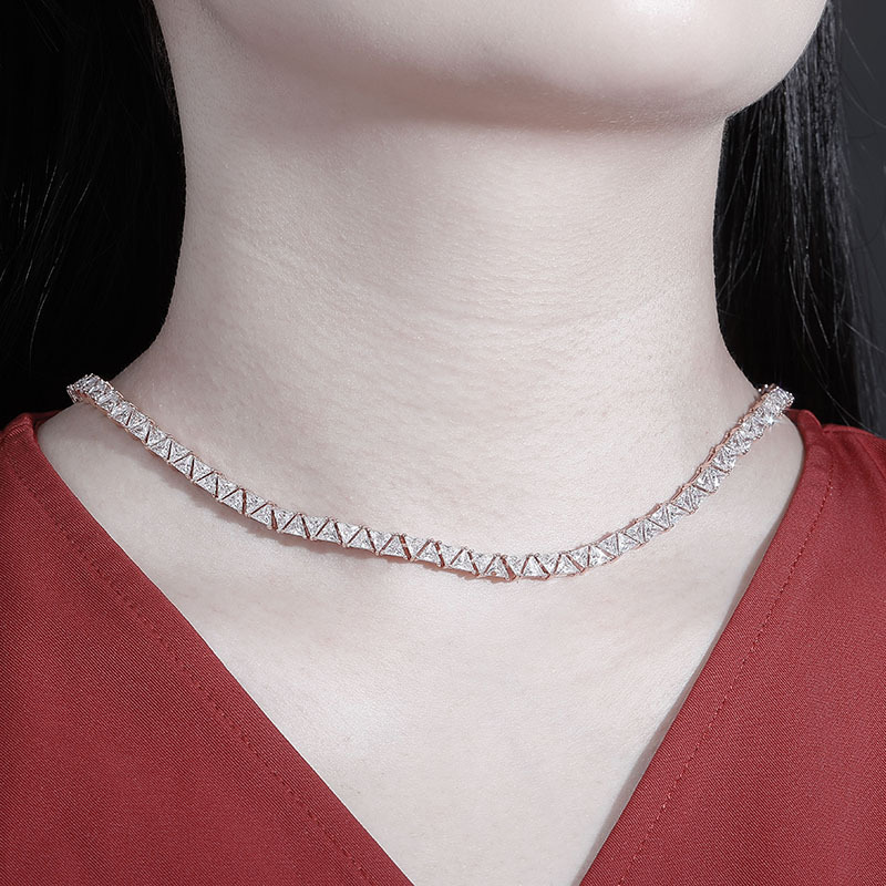 5mm Hip Hop Tennis Chains Jewelry Women Mens TopBling 5A Triangle Zircons Necklaces 14k Real Gold Plated Jewelry