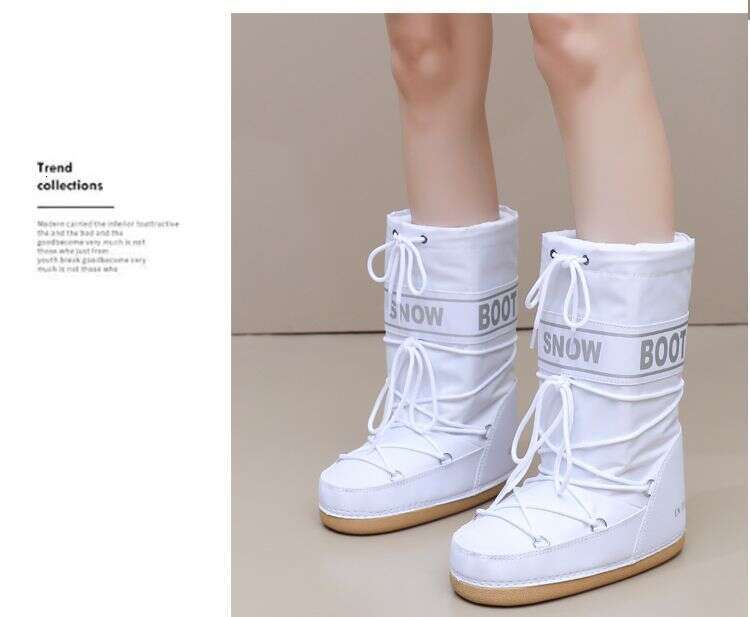 2025 Winter Same Style Ski Non-Slip Boots For Women, Warm, Thickened, Snow Fashion, Round Toe, Waterproof, Mid-Calf