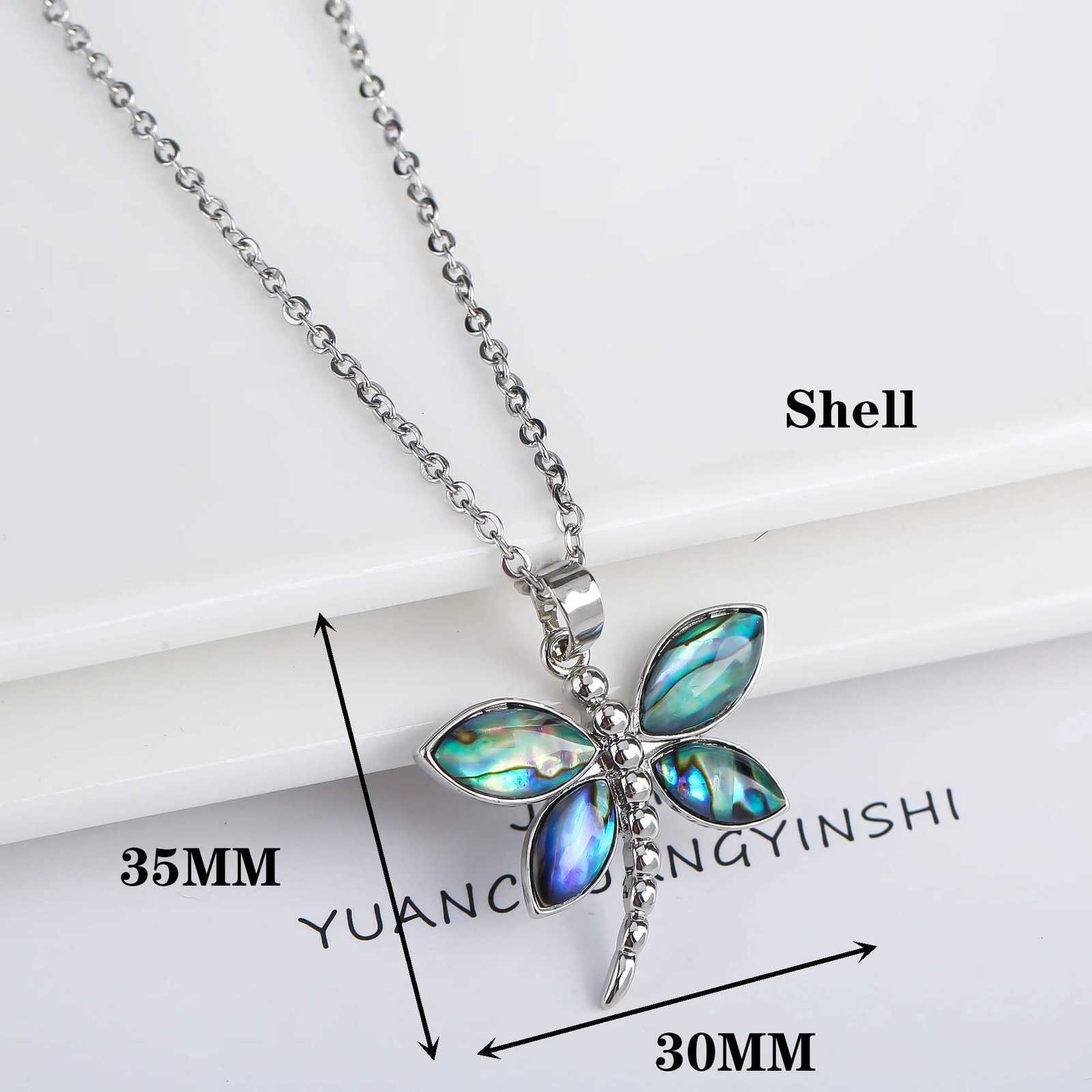 New Creative Natural Shell Design Insect Butterfly Dragonfly Pendant Necklace Personalized For Woman Party Vintage Jewelry Gift V251022