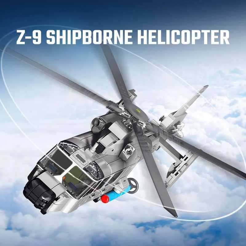SEMBO Z9 Shipborne Helicopter Assemblage Building Blocks MOC Armed Aircraft Fighter Soldiers Model Bricks Kids Toys Boys Gifts J251022