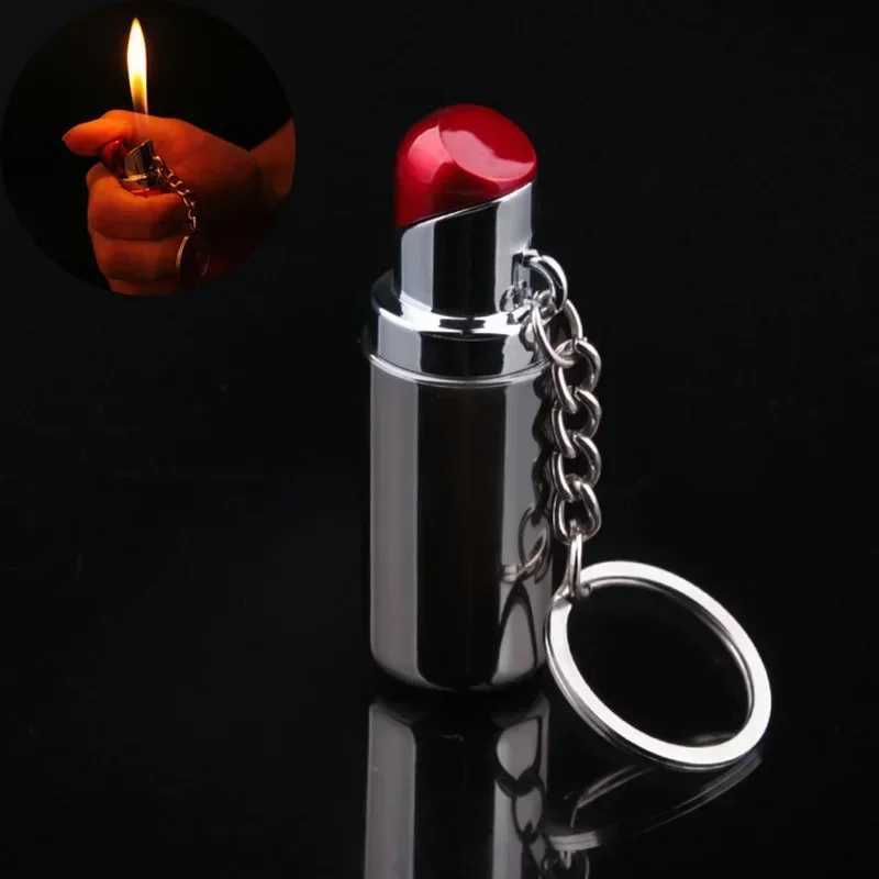 New 2025 Creative Open Fire Gas Lighter Personty Mini Key Chain Cigarette Accessories Small Gift for Men C251022