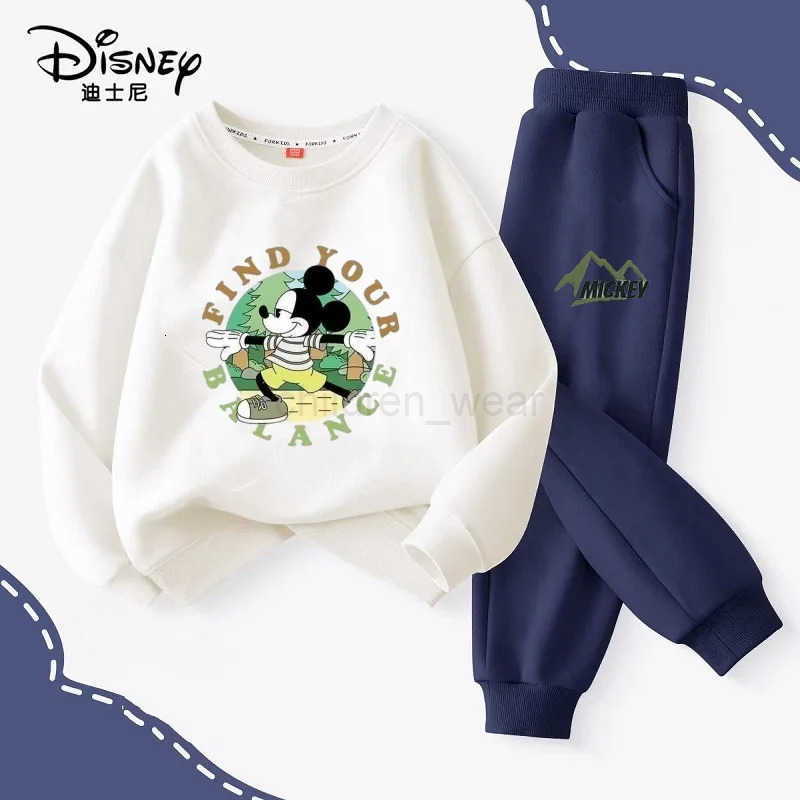 Disney Autumn Baby Girl Boy Clothes Set Children Mickey Printing Sweatshirt Top and Pants Bottom 2 Pcs Suit Cotton Tracksuit H251022