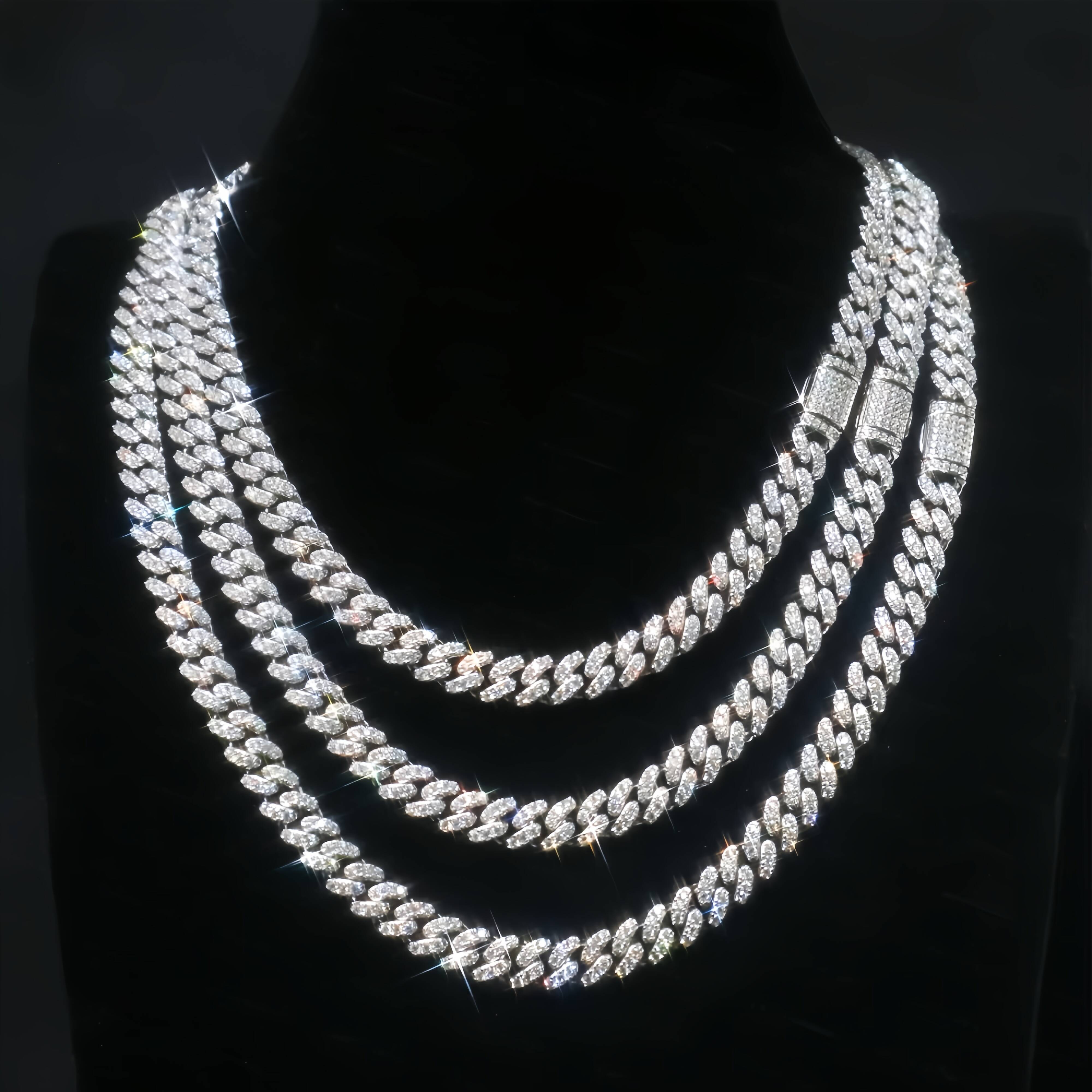 Mens Moissanite 18mm Cuban Chain Necklace Miami GoldSilver Cuban Chain Design HipHop Song Stars Similar Design