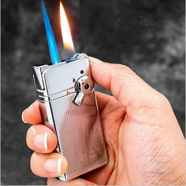 Cigar Punch Lighters Refillable Windproof Lighters Gentlemen Double Jet Flame Cigarette Torch Lighter without gas C251022