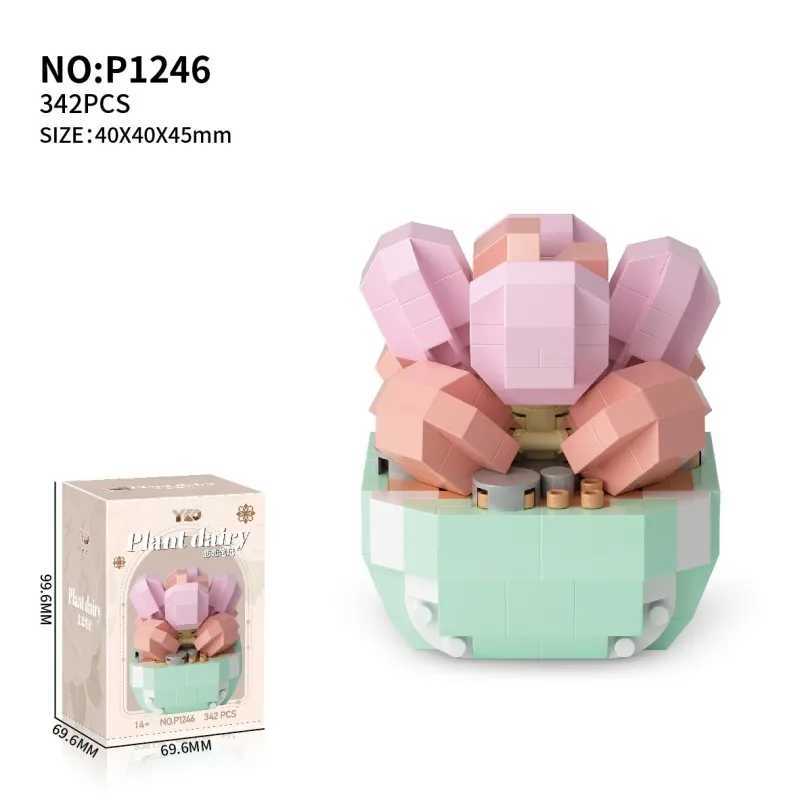 Building block simulation flower series succulent garden puzzle assembly building block decorations for childrens gifts J251022
