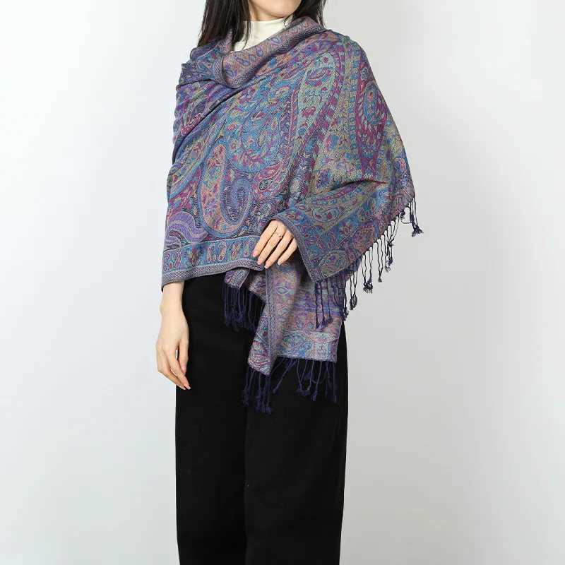 Luxury Women Paisley Jacquard Scarf Silky Ethnic Style Fringed Scarves Soft Long Shawls and Wraps for Lady Bufandas J251118