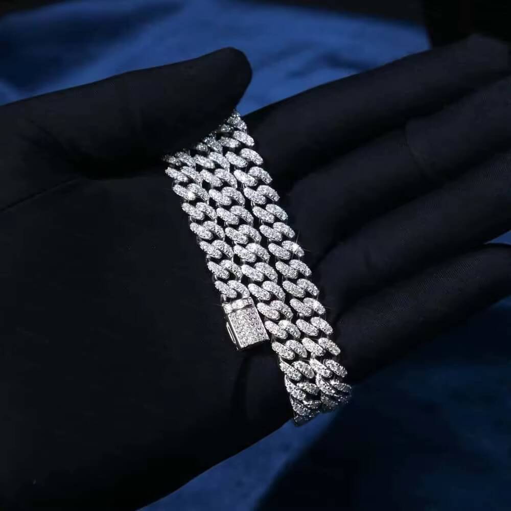 Mens Moissanite 18mm Cuban Chain Necklace Miami GoldSilver Cuban Chain Design HipHop Song Stars Similar Design