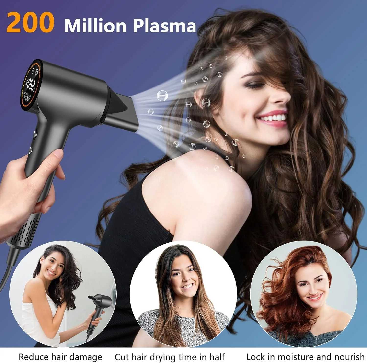 Professional 110000 RPM Plasma Ionic Blow Dryer Fast Drying Styling Household Use High Power 1500W Professional Salon Hair DryerXJ251022
