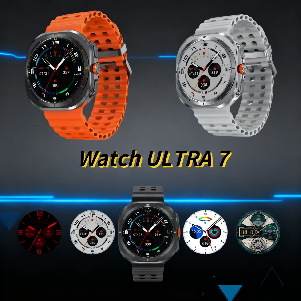 Boîtier Smartwatch 7 Ultra Series avec cadran de 47 mm, NFC, tracker GPS, affichage permanent, horloge de température, appels Bluetooth