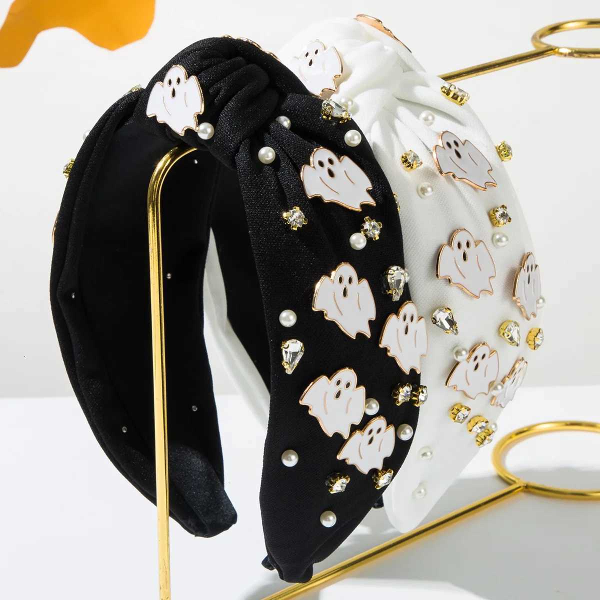 Halloween Ghost Pearl Rhinestone Big Knot Hairband Headband Adult Hair Accessories Hair Jewley V251022
