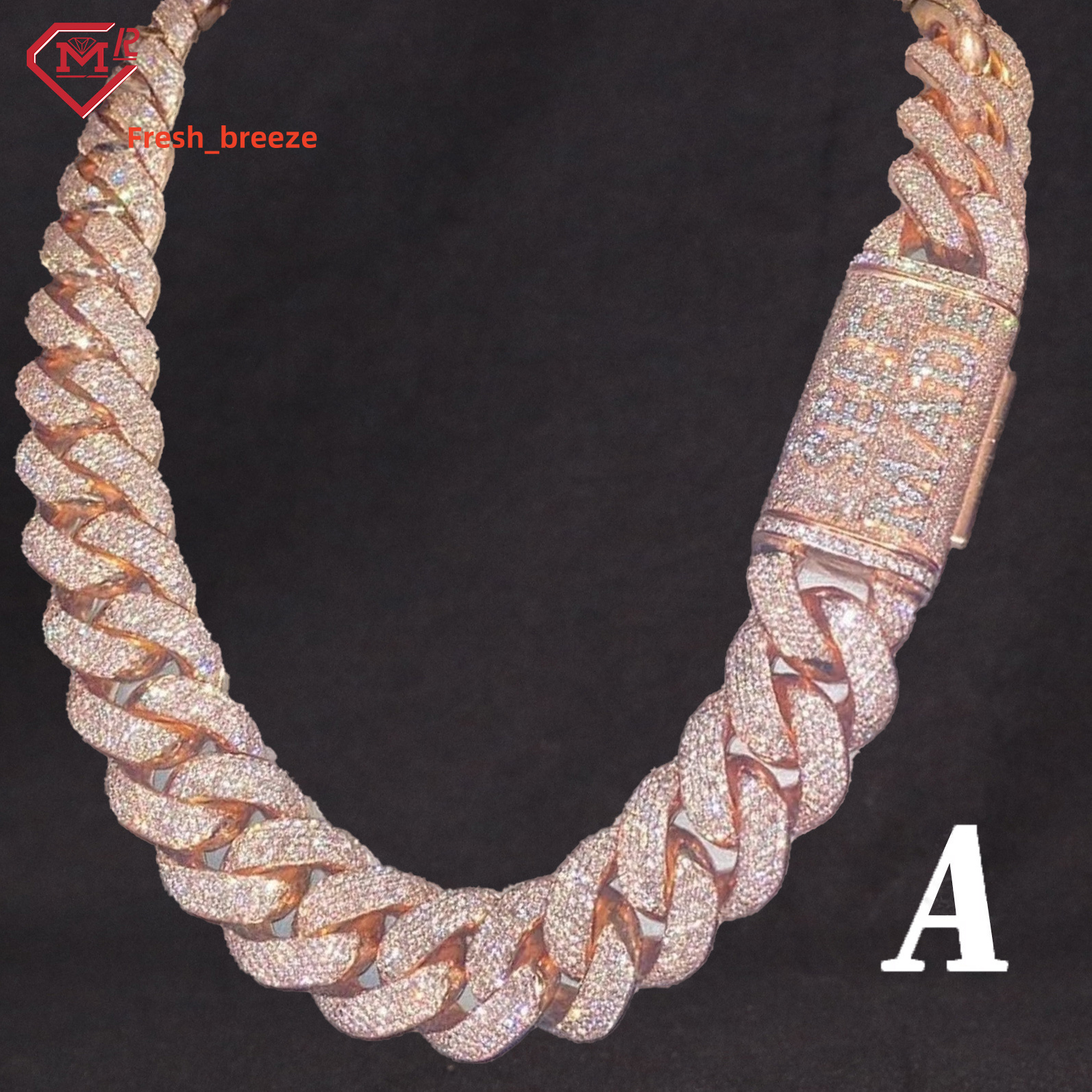 Rose Gold Moissanite Cuban Chain Pass Tester Vvs Diamond Iced 925 Silver Miami Cuban Link Chain