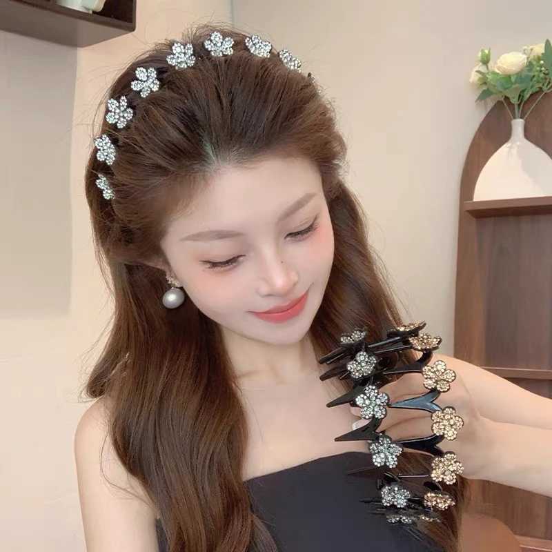 Flower Rhinestone Wave Hairband Headbands Hair Hoops Women Korean Retro Hair Hoops Face Wash Hairpin Fluffy Texture Toothed Comb V251022