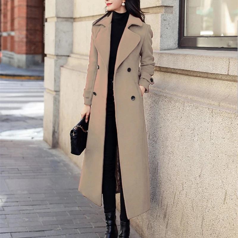 Womens Coat Winter Korean Fashion Long Coated Thickened Woolen for Women Black Harajuku 251021
