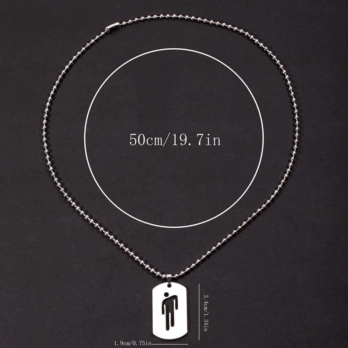 Billie Skew Head Tag Stainless Steel Pendant Necklaces Fashion Hip Hop for Men Women Hang Tag Metal Crafts Jewelry Gift V251022