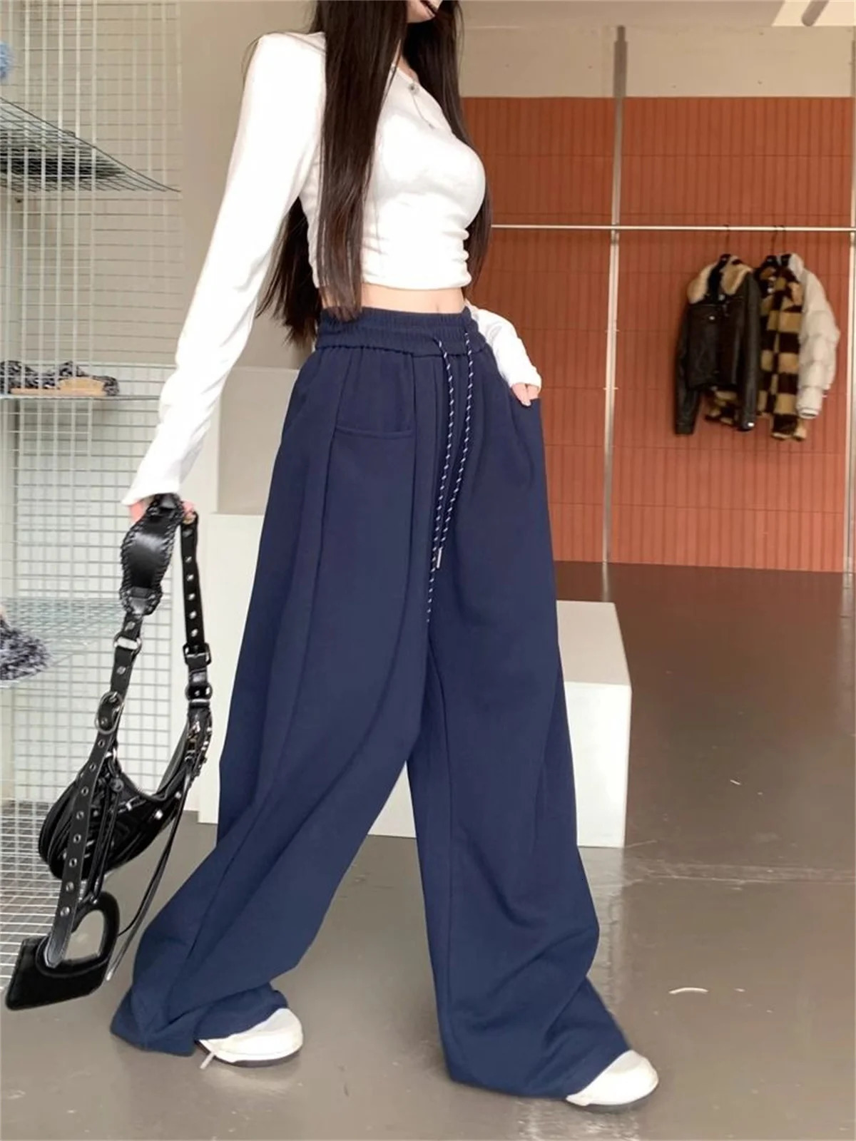 Straight Wide Leg Loose Pant Women Fahsion 2025 Spring Summer Baggy Sweatpants High Waist Csual Street Pants Chic Trousers 251022