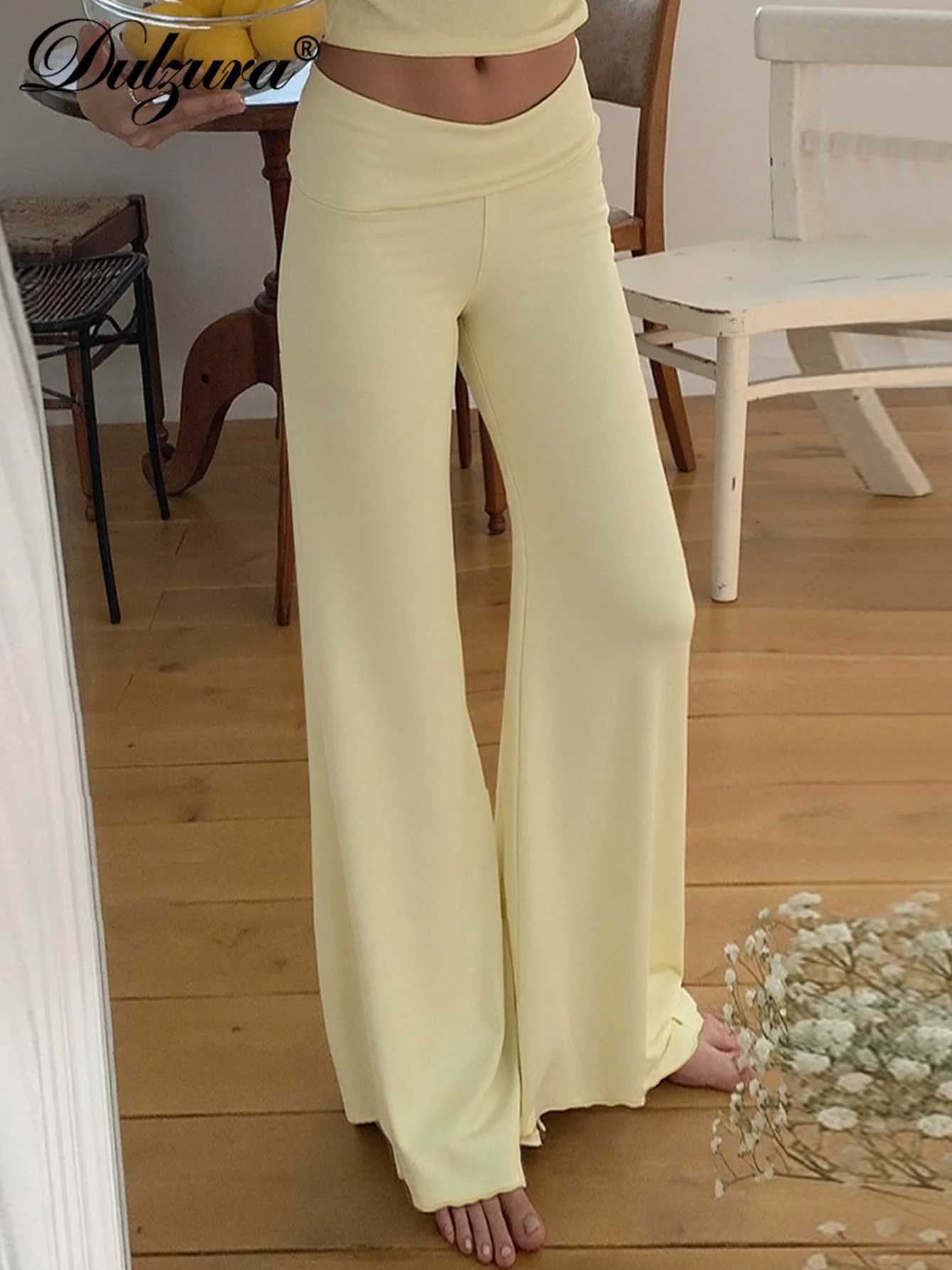 Dulzura Autumn Fashion Casual High Waist Ruffles Flare Long Pants WomenS Solid Versatile Clothes Party Club Street Style OutfitT251022