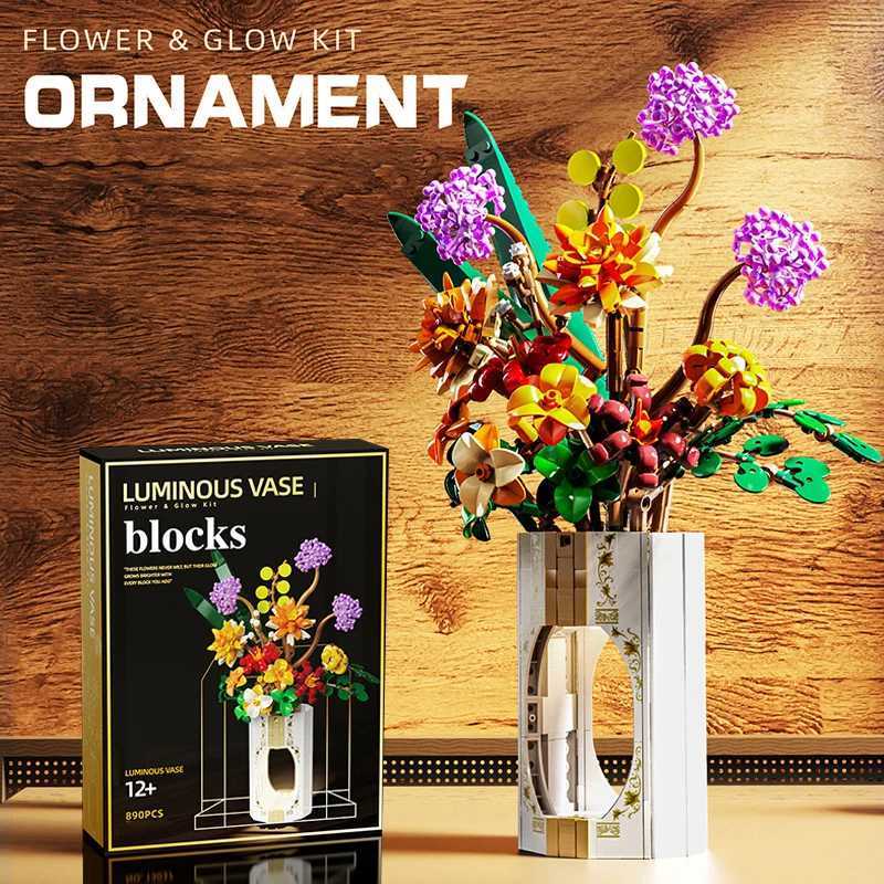 Creative Rose Orchid Eternal Flower Pot Planting Building Blocks Sunflower Lotus Romantic Flowers Bricks Toys Valentine Day Gift J251022