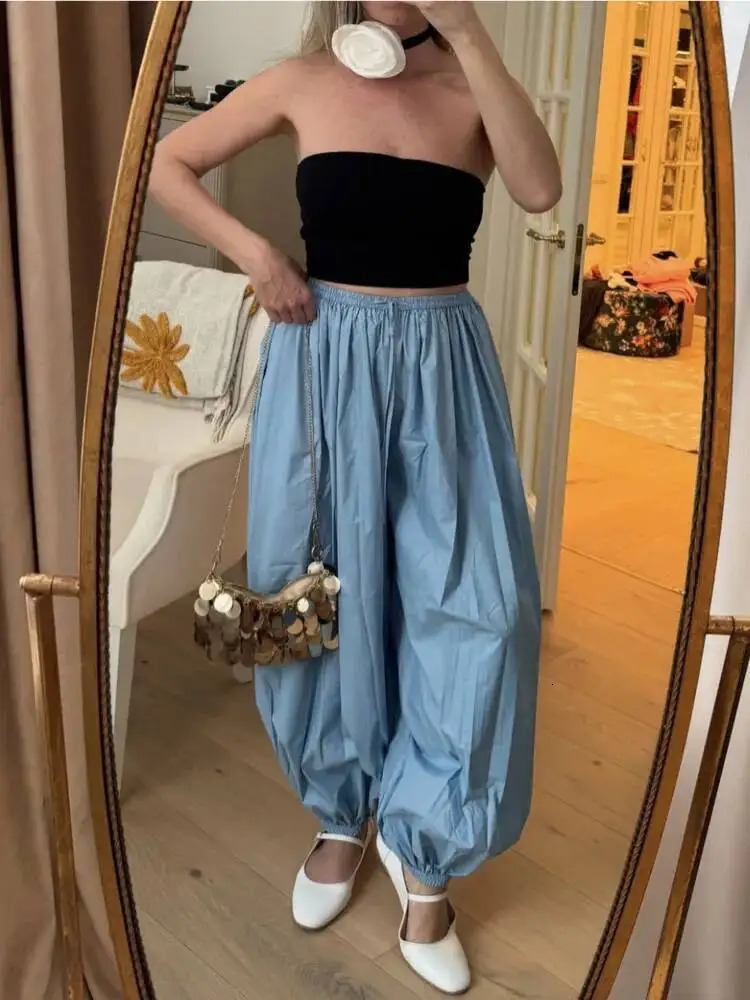 Blifanbo Loose Casual Jogger Bloomers Pants For Women Pleated Solid Fashion Summer Female Loose Bloomers Long Pants Streetwear 251022