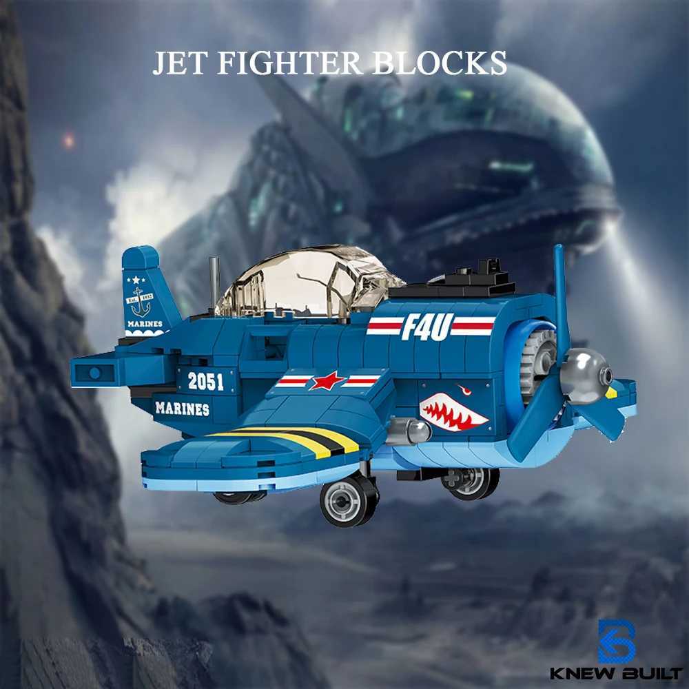 KNEW BUILT Fighter Jet Mini Building Block Toy Set for Kids Boy Adult Beginner Military Plane Airplane Pirate Transporter Brick J251022