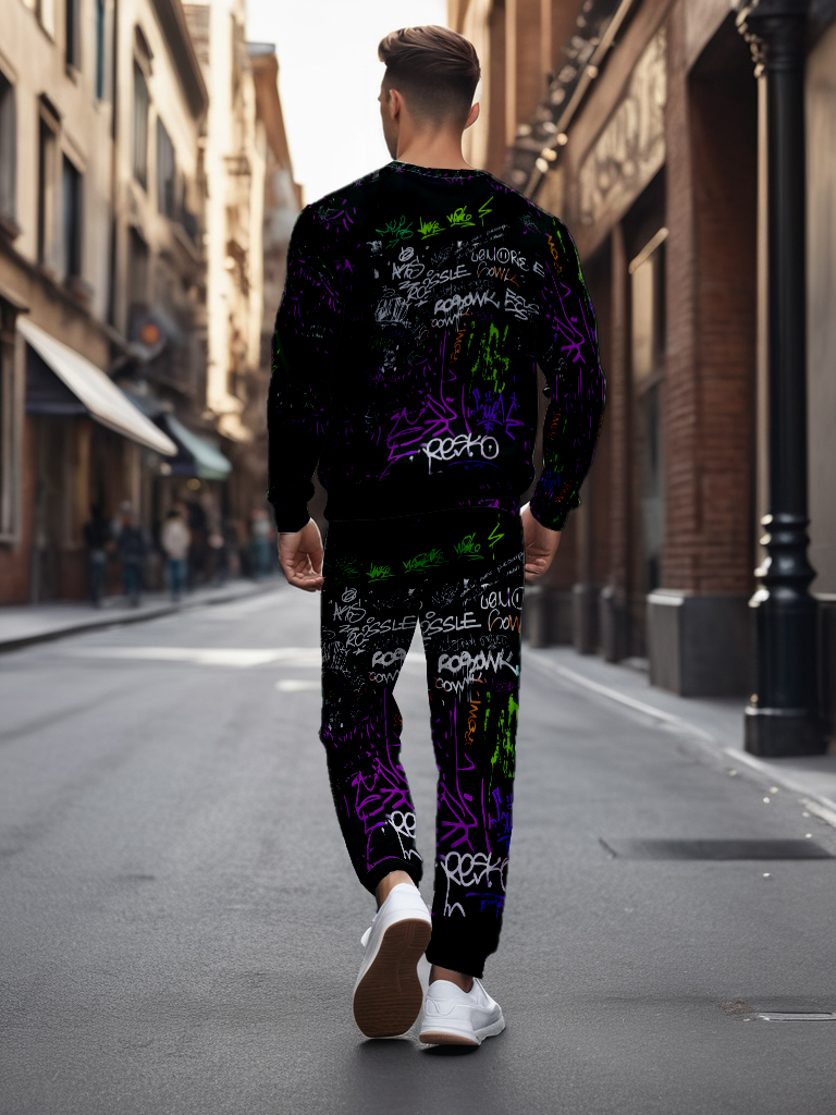 Men's Ankle-Length Knitted Cotton Blend Long Sleeve Sweatshirt Brown round Neck Casual T-Shirt Comfortable Outdoor Wear - YLWY00123