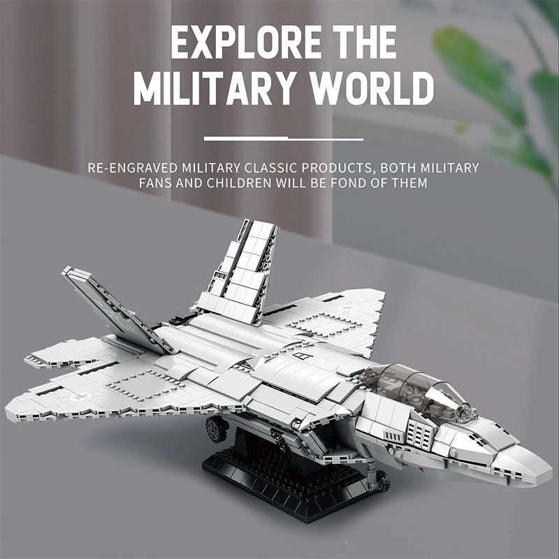 Technical USA F22 Raptor Stealth Strategic Fighter Building Blocks Supersonic Airplane Model Bricks Boy Toys Adult Gifts for Kid J251022