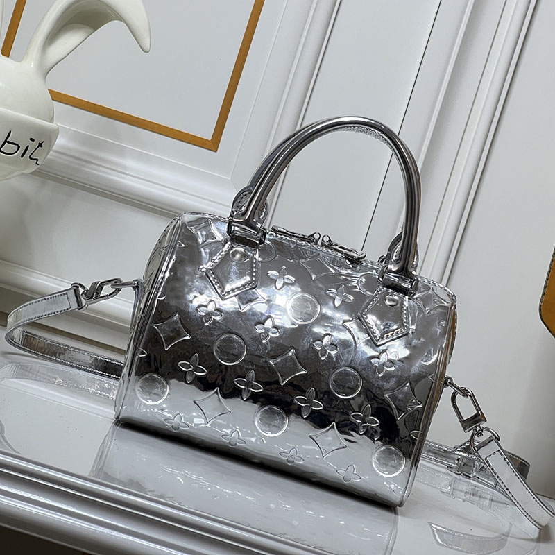 Silver Pillow patent Leather Flower Top quality Travel bags Women Luxurys Designers Totes Handbag Wallets Bag Purse Card Holder pouch Laptop Bag Messenger Bag 20cm