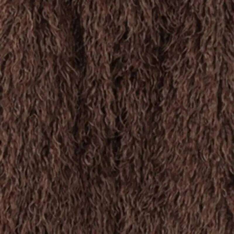 DEAT Fashion Brown Faux Fur Coat Women's Round Neck Loose Long Sleeves Thick Plush Short Jacket Winter New 7A1041