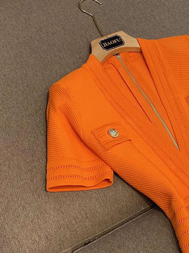 Elegant Style Office Lady Singlebreasted Solid Vneckline Short Sleeve Women Skinny Summer Mini Slim Dress 251020