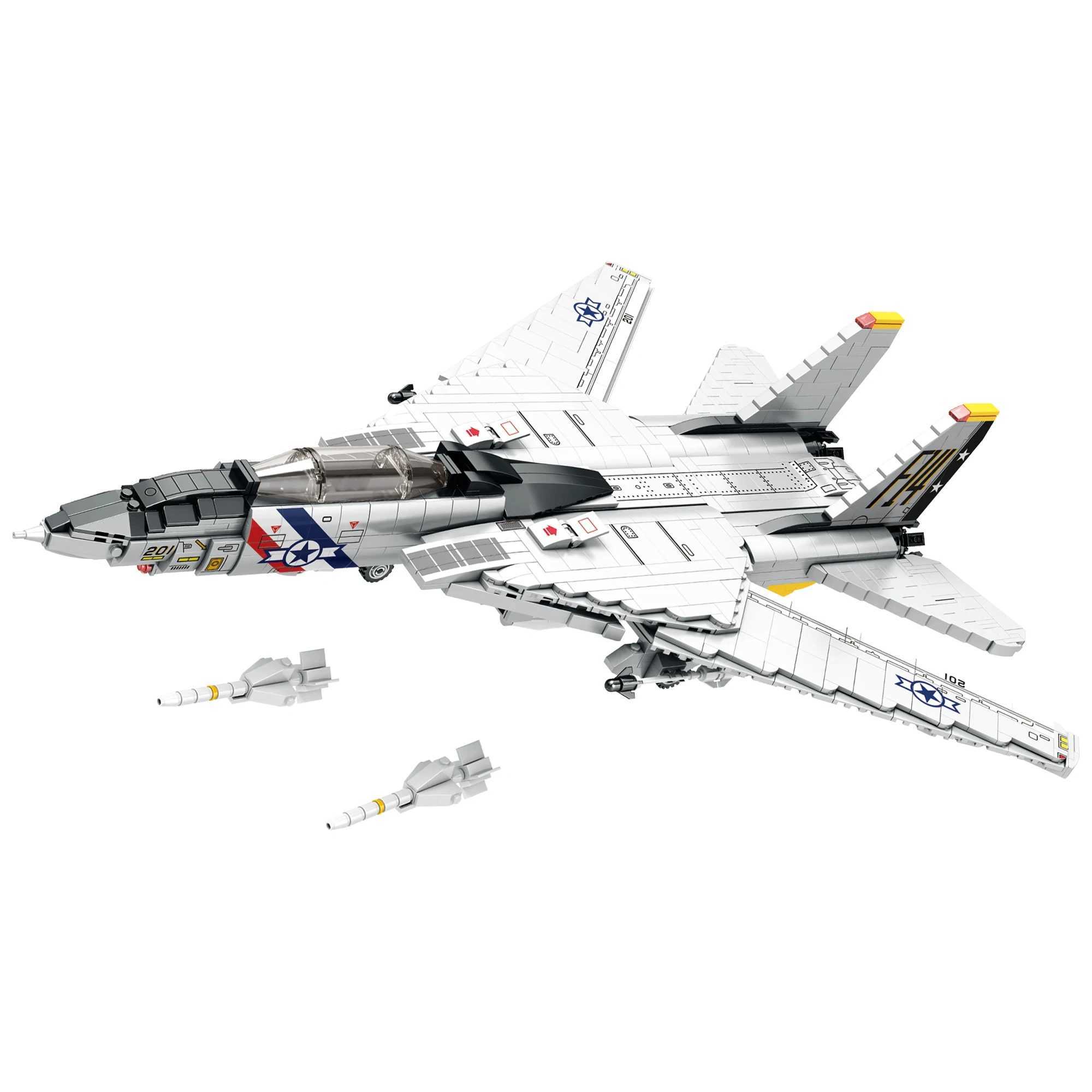 1600PCS Military Tomcat F14 Fighter Aircraft Building Blocks MOC CarrierBase Fighter Model Bricks Set Holiday Gifts Kids Toys J251022