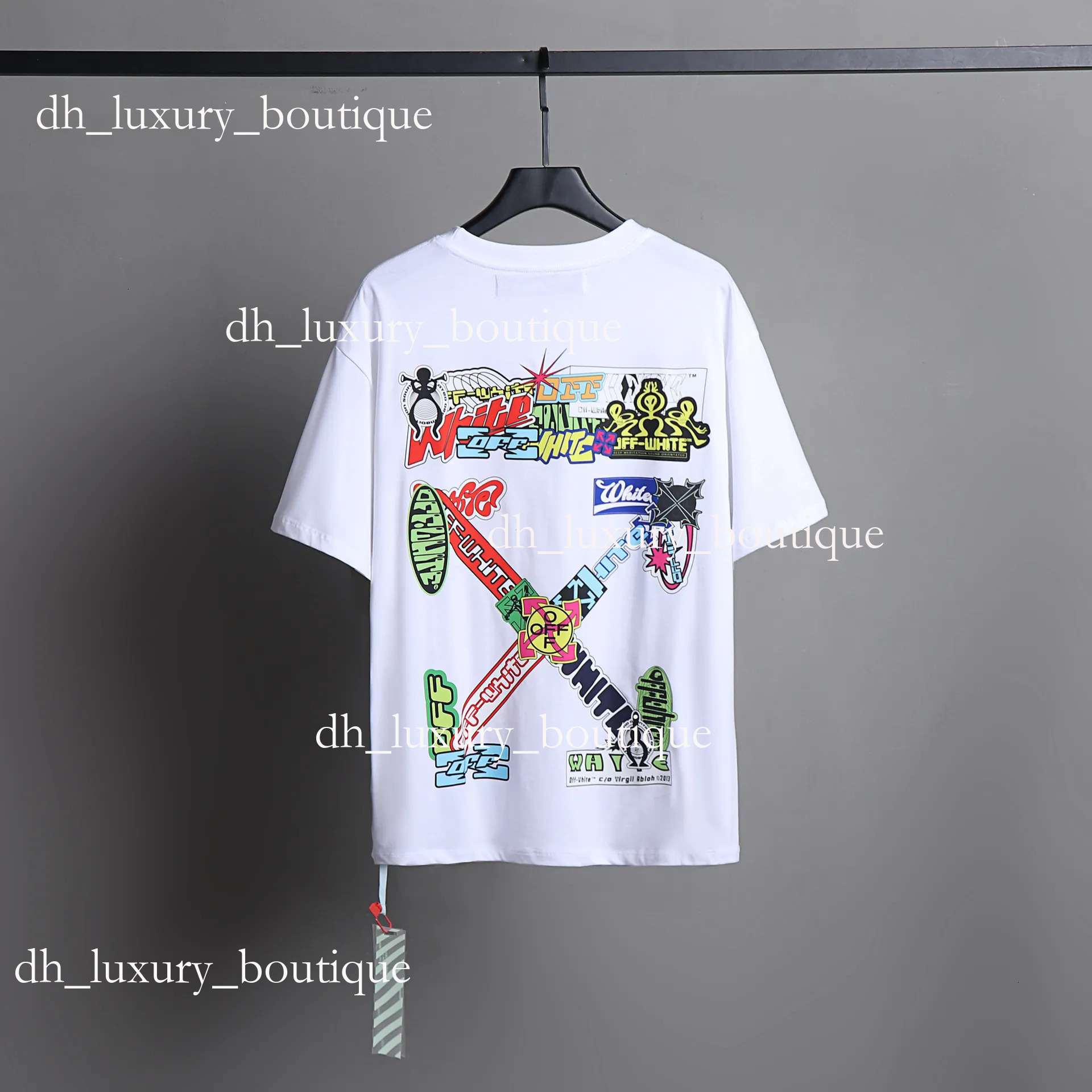 Off Whitte Tshirt Designer Off Whiteshoe Mens Shirt Watercolor Oil Painting Personalized Letter Graffiti Arrow Unisex Trendy Brand Short Sleeve High Quality 9b6