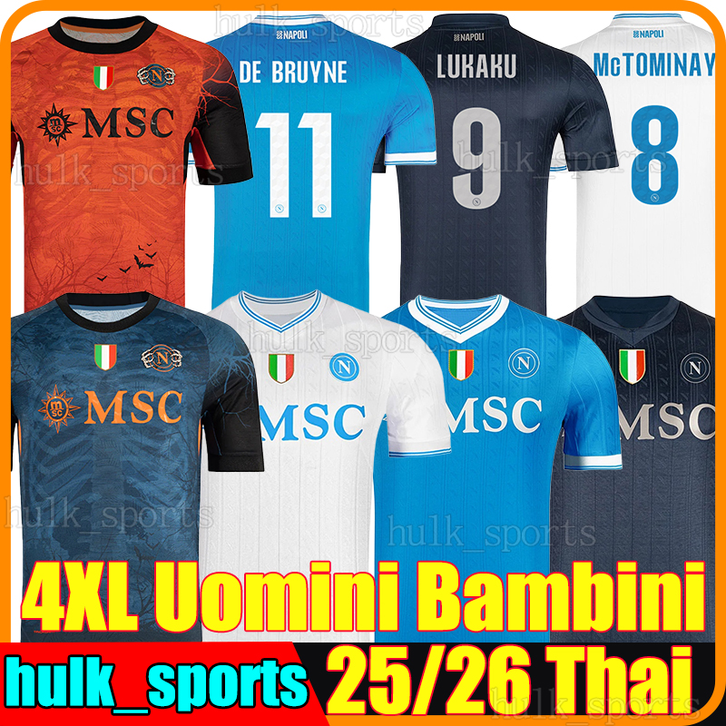 4XL 25/26 maglia napoli Halloween LUKAKU soccer jerseys Naples HOJLUND DE BRUYNE ANGUISSA McTOMINAY BEUKEMA NERES POLITANO LANG ELMAS Men Kids Kits football shirts