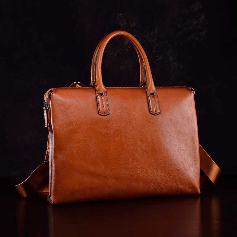 2025 New Genuine Leather Mens Briefcase Cowhide Handbags Business Casual Large Capacity Computer Bag Shoulder Messenger Bags W251022