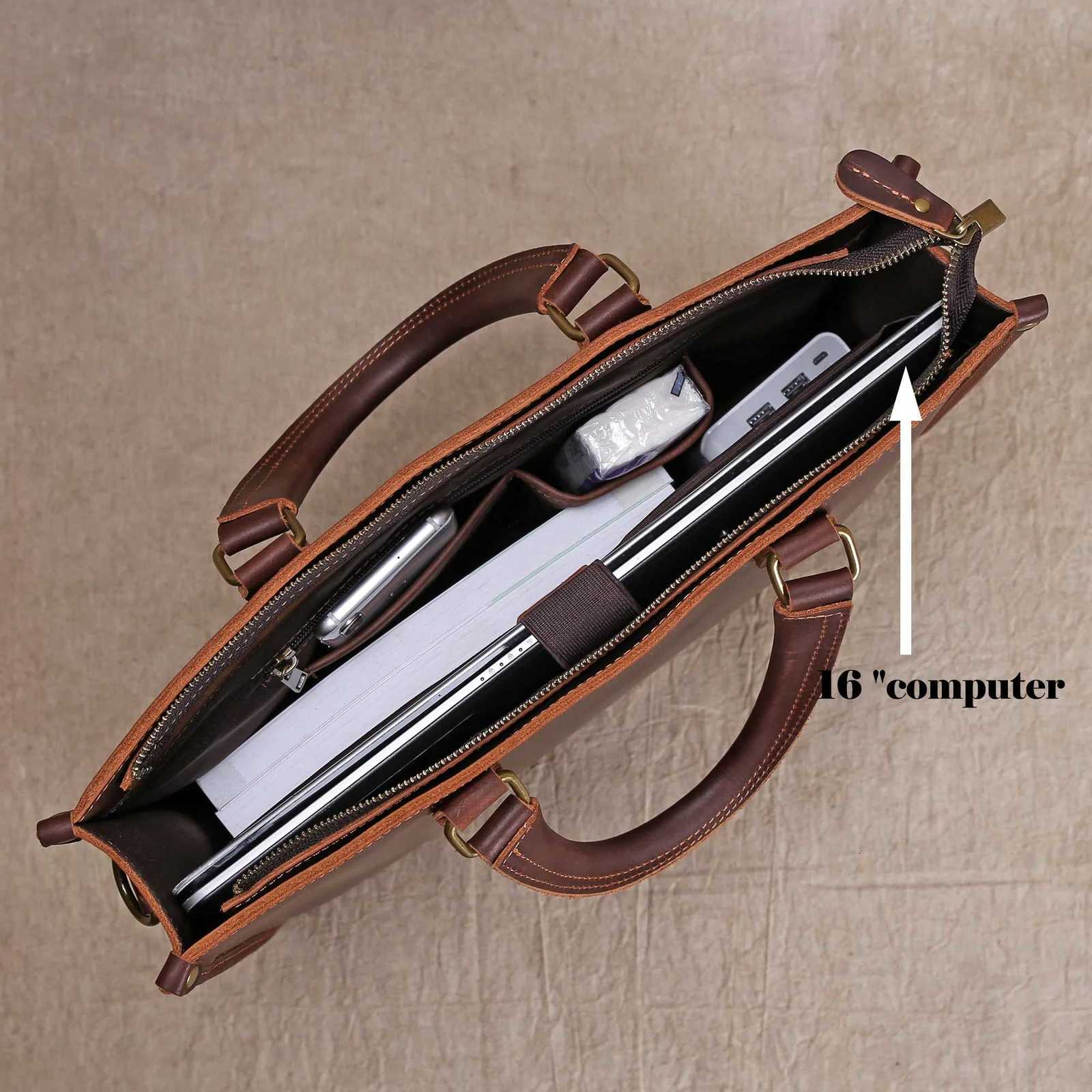 Original UltraSimple High Quality Mens Leather Document Baotou Layer Cowhide Computer Bag Business Trip Office Handbag W251022