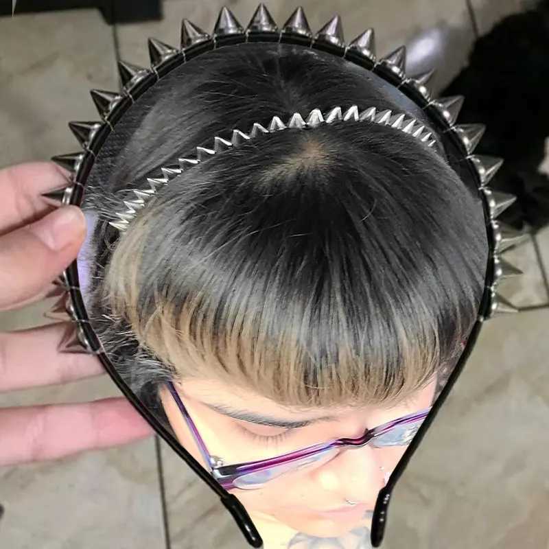 Y2K Punk Rivet Rock Headband Spike HairbandBlack Rock Hair Hoop Headwear Gothic Hair Clip for Halloween Party Head Bands V251022