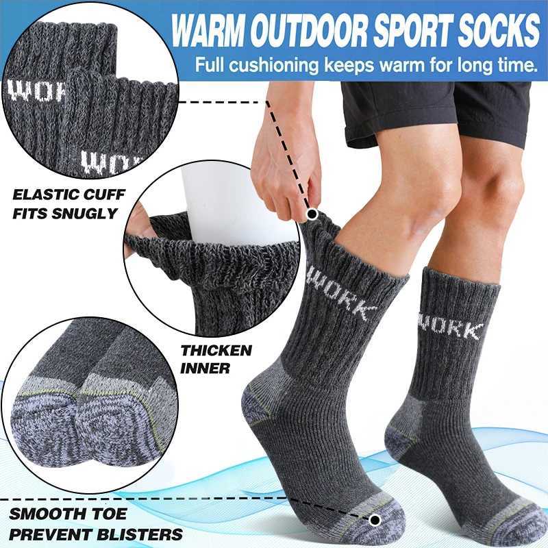 3Pairs Thicken Winter Socks for Men Thermal Soft Work Mid Calf Socks Warm Comfortable Home Socks Sports W251022
