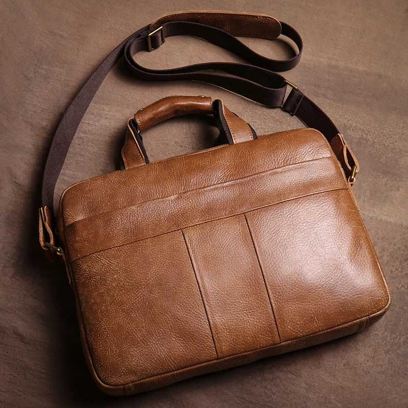 LUOKIR Vintage Real Leather Briefcase Men Cowhide Handbag Business Travel Messenger Bags Luxury Computer Bag For 15 Inch Laptop W251022