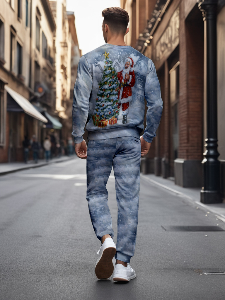 Men's Brown Knitted Cotton Blend Long Sleeve round Neck Sweatshirt Ankle-Length Casual Comfortable Outdoor Wear T-Shirt - YLWY00174