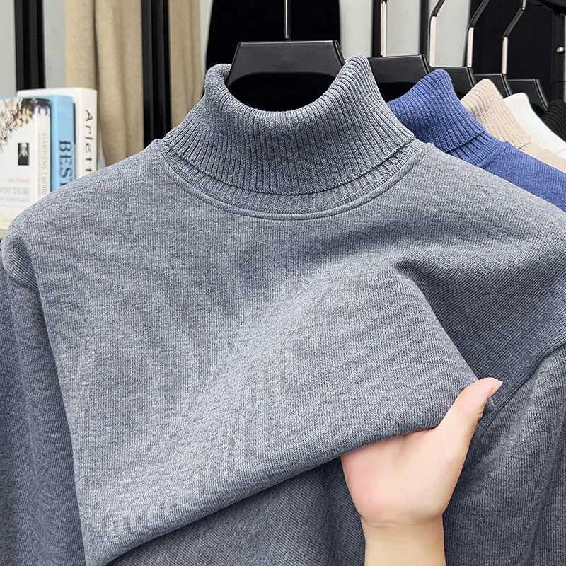 Mens Solid Color Wool Sweater with Winter High Neck and Thick Cashmere Sweater Mens Knitted Cashmere Base Sweater TopXJ251022
