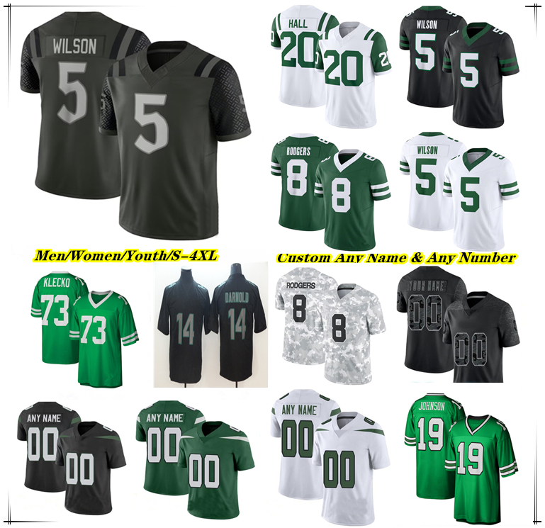 American Football Jersey JetsS Garrett Wilson David Bailey Breece Hall Isaiah Davis Adonai Mitchell Jamien Sherwood Kenyon Sadiq Omar Cooper Geno Smith Brady Cook